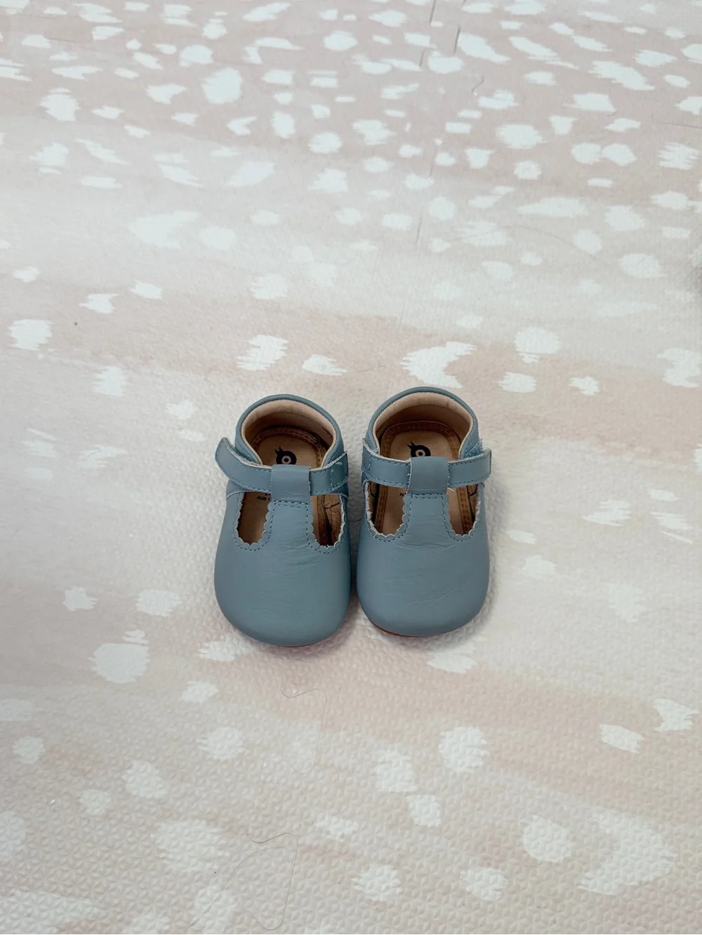 Old Soles Light Blue Leather T‑Strap Kids Dress Shoes